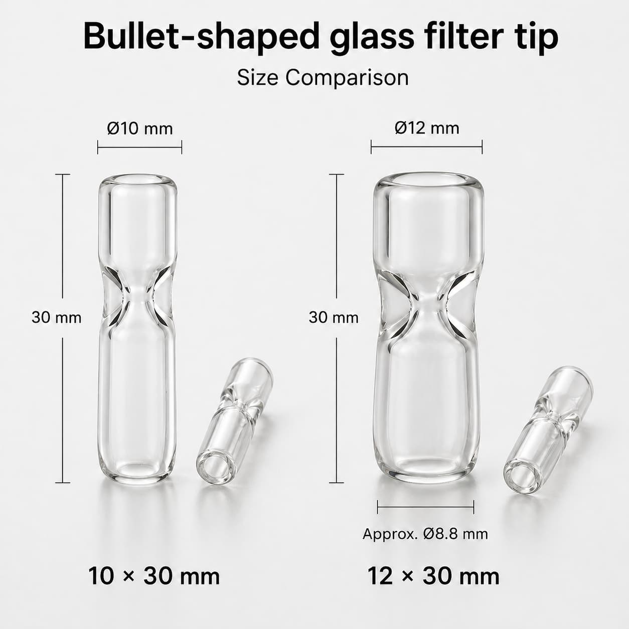 bullet-shaped glass filter tips for blunt